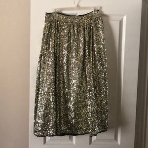 Gold sequin midi skirt